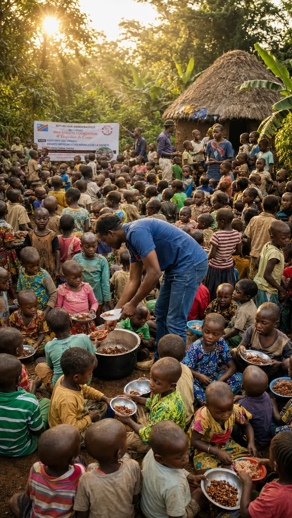 Ação da MBA Maluta Foundation com crianças na aldeia de Kahele-Kasheke
